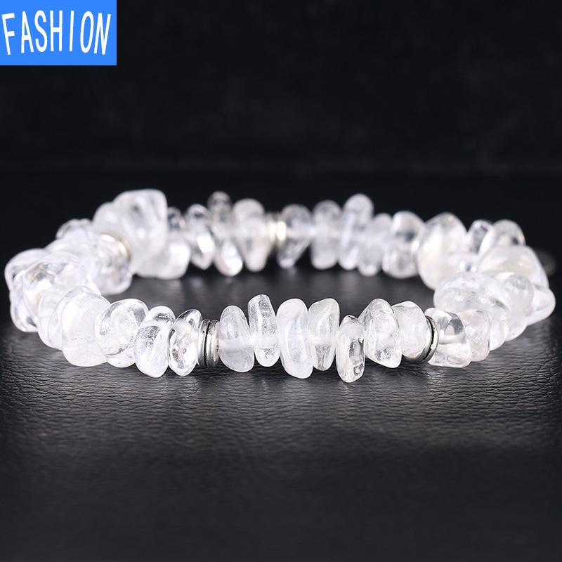 Energie naturală Aura Brățară cu cristal alb Cuarț zdrobit lustruit Bijuterii cu pandantiv Lotus din argint antic