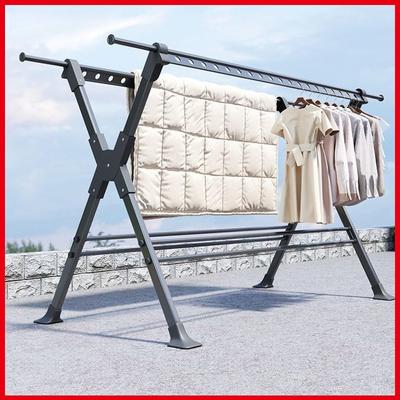 Household Floor-standing Clothes Drying Rack Thickened Aluminum Waterproof Clothes Drying Rod Balcony Retractable Clothes Hanger