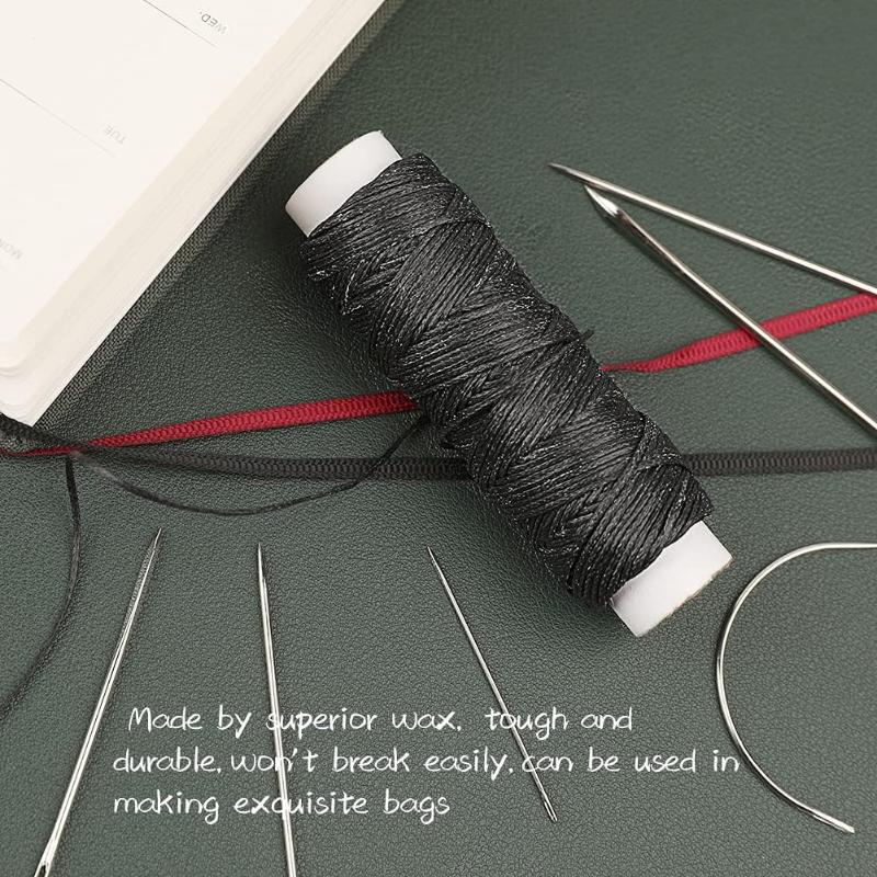 32 Yards Waxed Thread and Leather Repair Needles for Home Upholstery, Carpet, Canvas Repair and Sewing (Black)