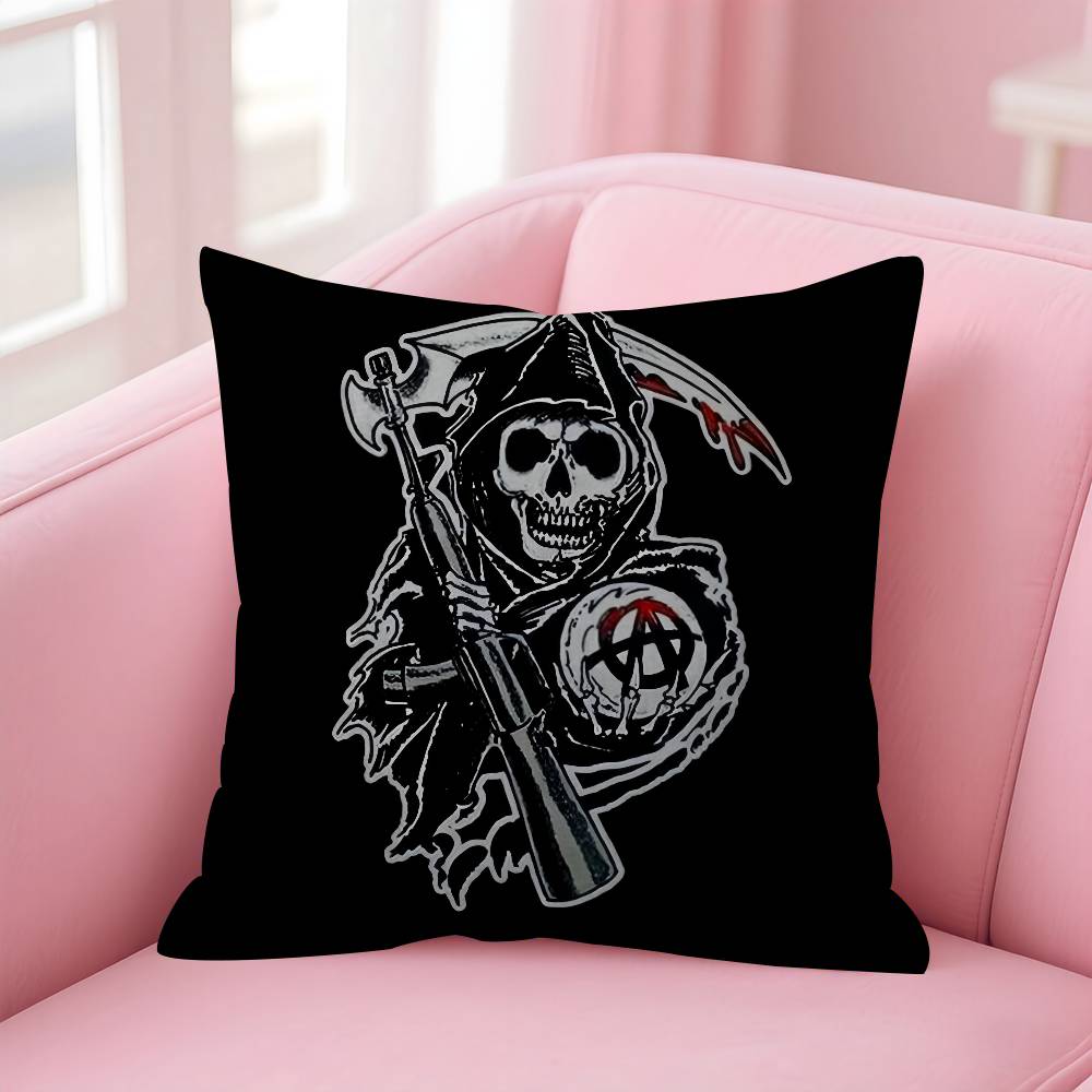 Classic Crime S-Sons Of A-Anarchy Double-Sided Printed Pillow Cover Short Plush Suitable Living Rooms Sofas Throw Cushion Cover