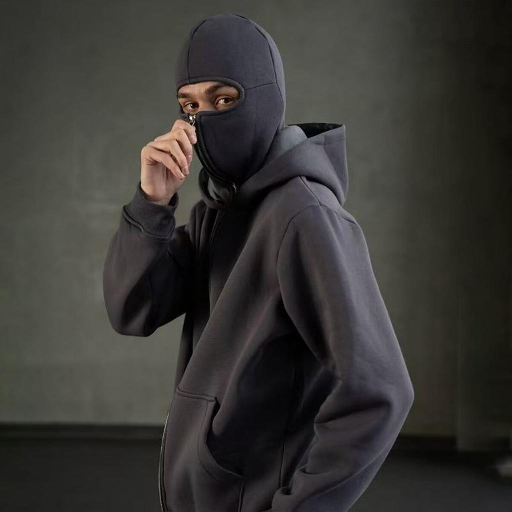Krav Maga Self - Defense - Inspired, 'Krav Maga' System Logo Design Double Hood Balaclava Men Zip Hoodie Winter Warm