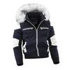 Men's White Fur Short Leather-Insert Cotton Jacket, European Size 2023