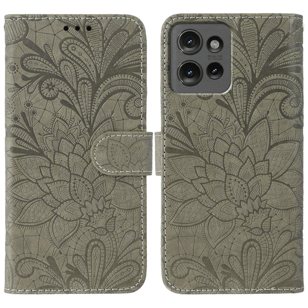 For Motorola Edge 50 Pro 5G/Edge 50 5G Case Lace Flowers PU Leather Flip Wallet Phone Cover