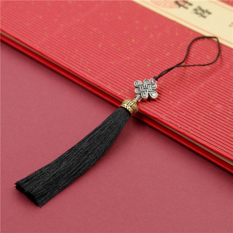 Chinese Style Tassel Ear Metal Hat Plus Beads Hanging Ear Ancient Style Bookmark Cheongsam Hanfu Pressure Placket Tassel Accessories Pendant