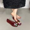 Fashion Transparent Crystal Jelly Sandals Hollow Out Slippers Korean Style Flat Shoes Women's Square Toe Shallow Slip on Ballet Loafers