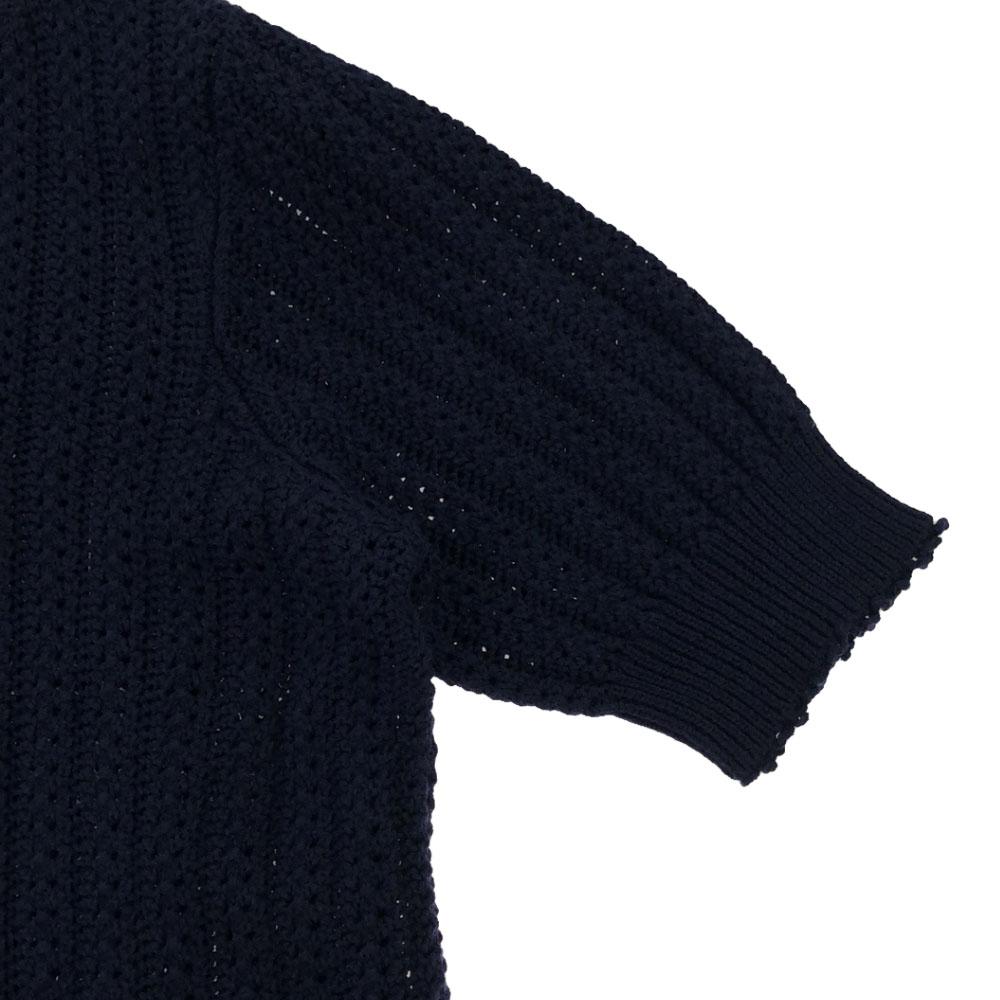 NINA RICCI Made in Italy wool silk blend Short sleeve Crochet knit S Navy Women Used