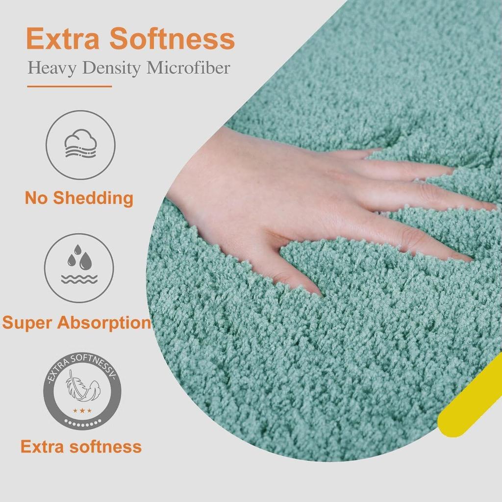 Premium Anti-Slip Microfibre Bathmat - 60cm x 40cm, Dusty Turquoise, Rectangular