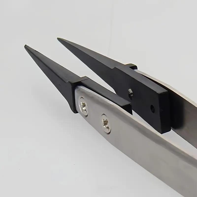 ESD-Safe Precision Tweezers, Anti-Static Tips with Heavy-Duty Metal for Electronics & Jewelry Repair.