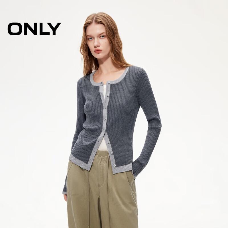 

ONLY Faux Two-Piece Ribbed Knit Sweater M