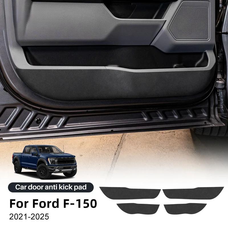 Door Anti-Kick Pad For Ford F-150 2021 2022 2023 2024 2025 LHD RHD Car Leather Carbon Mat Trim Accessories.