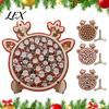 Decorative Jigsaw Puzzles Christmas Reindeer Puzzle Decoration, Santa Claus Cat Elk Theme Toy, Festive Wooden Set for Holiday Gift Xmas Themed Games