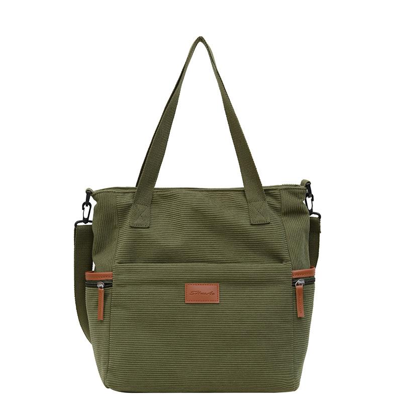 Corduroy Bag Female Niche Design Trendy Large-Capacity Tote Bag Student Class Shoulder Oblique Span Bag