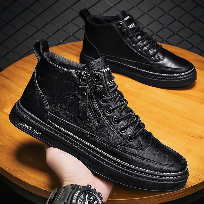 

Men s Shoes, Summer Warmth, Men s Height Increasing Casual Leather Shoes, Spring Business Work, British Trendy Shoes 44 чёрный