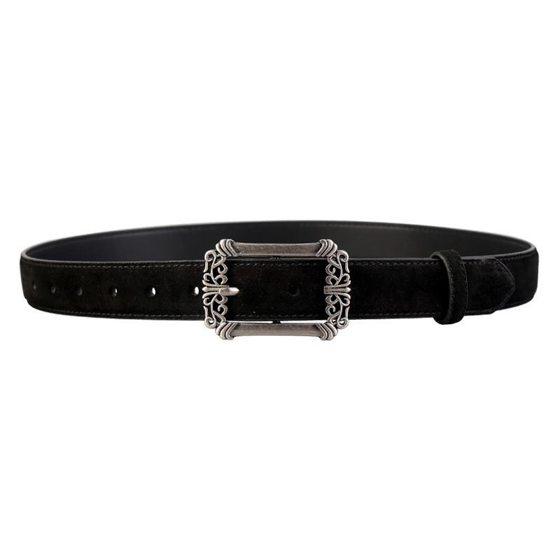 Leather Belt For Women Vintage Punk Style With Zinc Alloy Buckle For Casual Wear