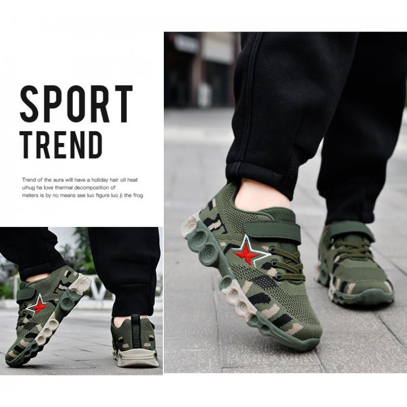 Boys Camouflage Running Shoes Kids Teens Lightweight Breathable Mesh Sneakers With