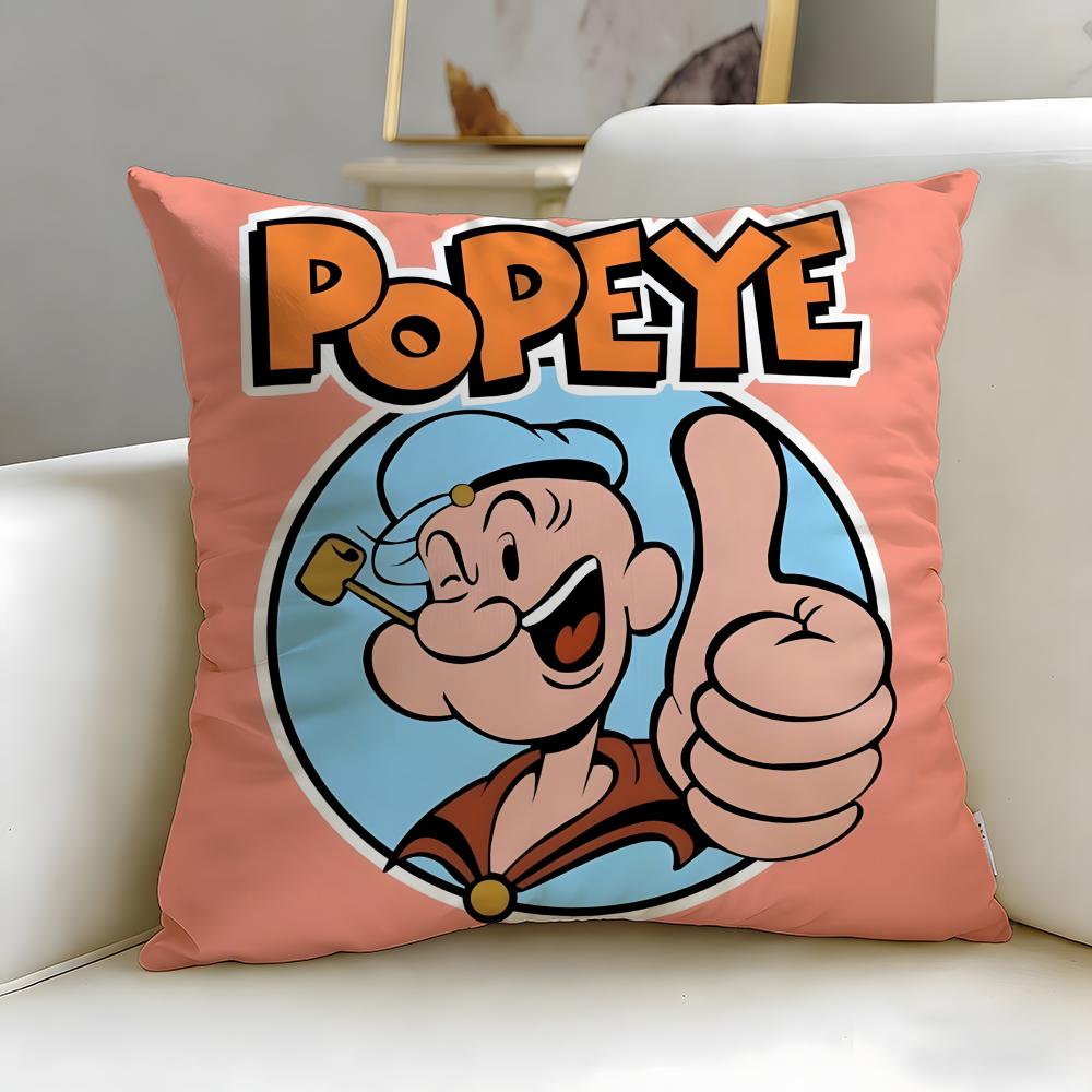 Classic Cartoon Popeye the Sailor Cushion Cover Soft  EasyWash Pillow Case  Versatile for Couch Bed Travel and Office