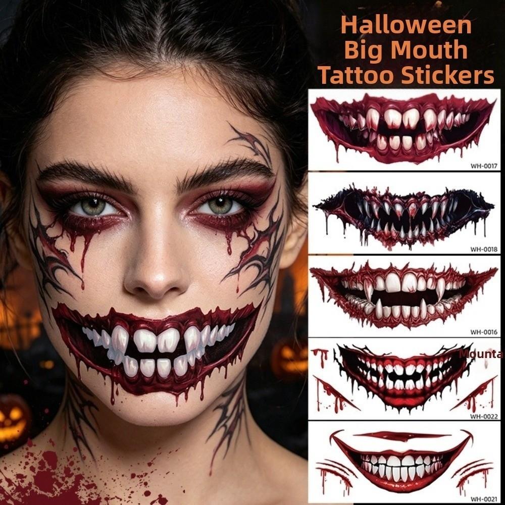 Scary Bloodiness Big Mouth Tattoo Sticker DIY Temporary Scar Stickers  Kids Gift