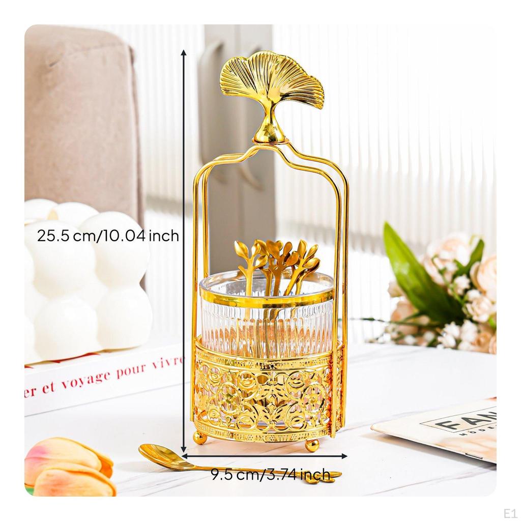 Fruit Fork Set with Holder Stainless Steel Small Tasting Light Luxury Design Serving Ware