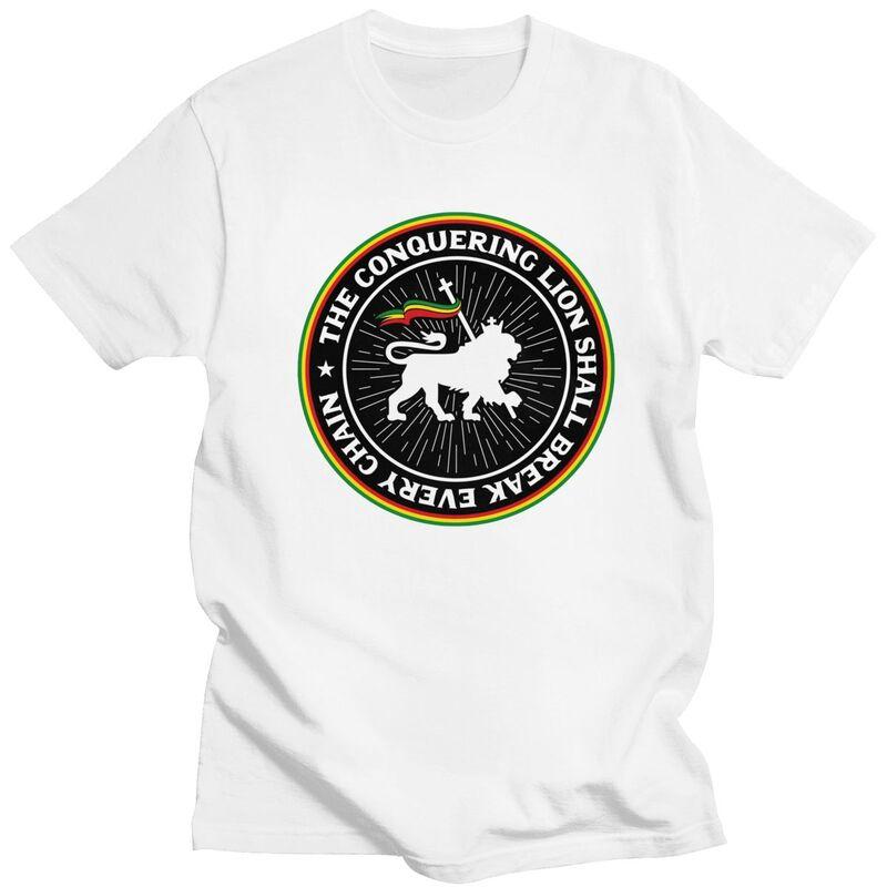 Custom Trendy Rastafari Rasta Lion Of Judah T Shirt Men Short Sleeves Pure Cotton Tshirt Leisure Jamaica Flag Tee Tops