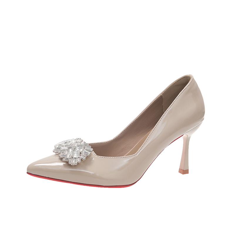 2026 Patent Leather High Heel Women Shoes Pointed Toe Slip On Rhinestones Formal Party Dress Pumps Prom Evening Wedding Heels