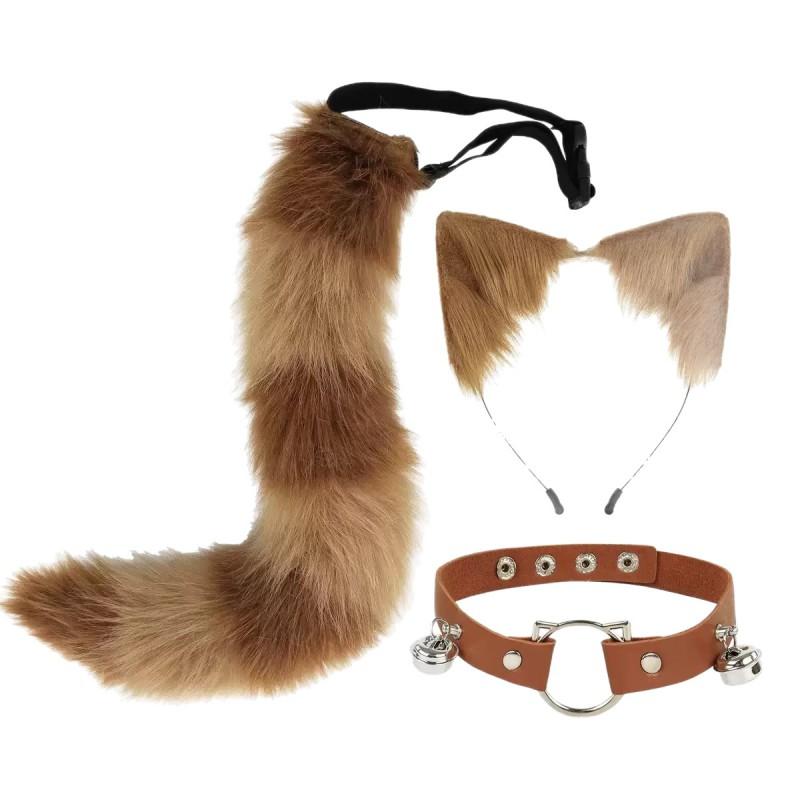 Furry Animal Ear Headband Tail Set Cosplay Costume Accessory Anime Convention Party Adult