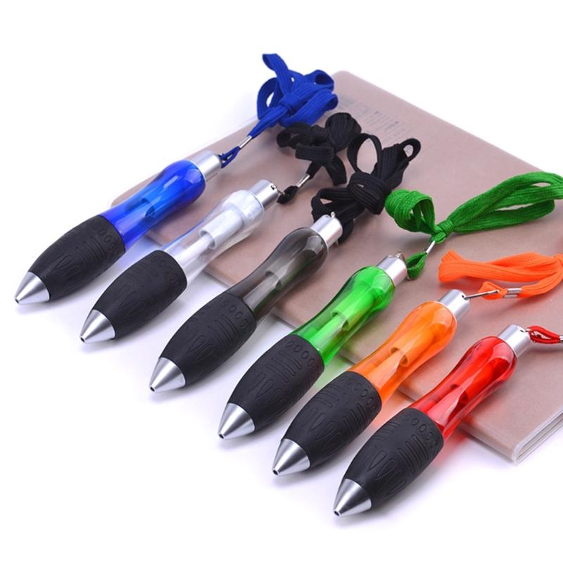 5Pcs Squeezable Round Pens Ballpoint Pen with Ropes Red Blue Black Green Orange