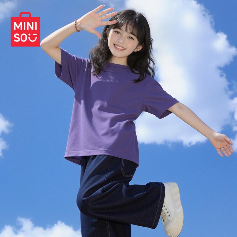 MINISO Girls' Summer 2026 Pure Cotton Short Sleeve T-Shirt