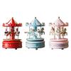 Christmas Wooden Carousel Music Box Turn Horse Shaped Hand Painted Ornament Rotating for Anniversary Present Durable