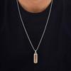 Men's Stainless Steel Pendant Necklace with Natural Tiger Eye Bar - Versatile Geometric Design, PN-2226