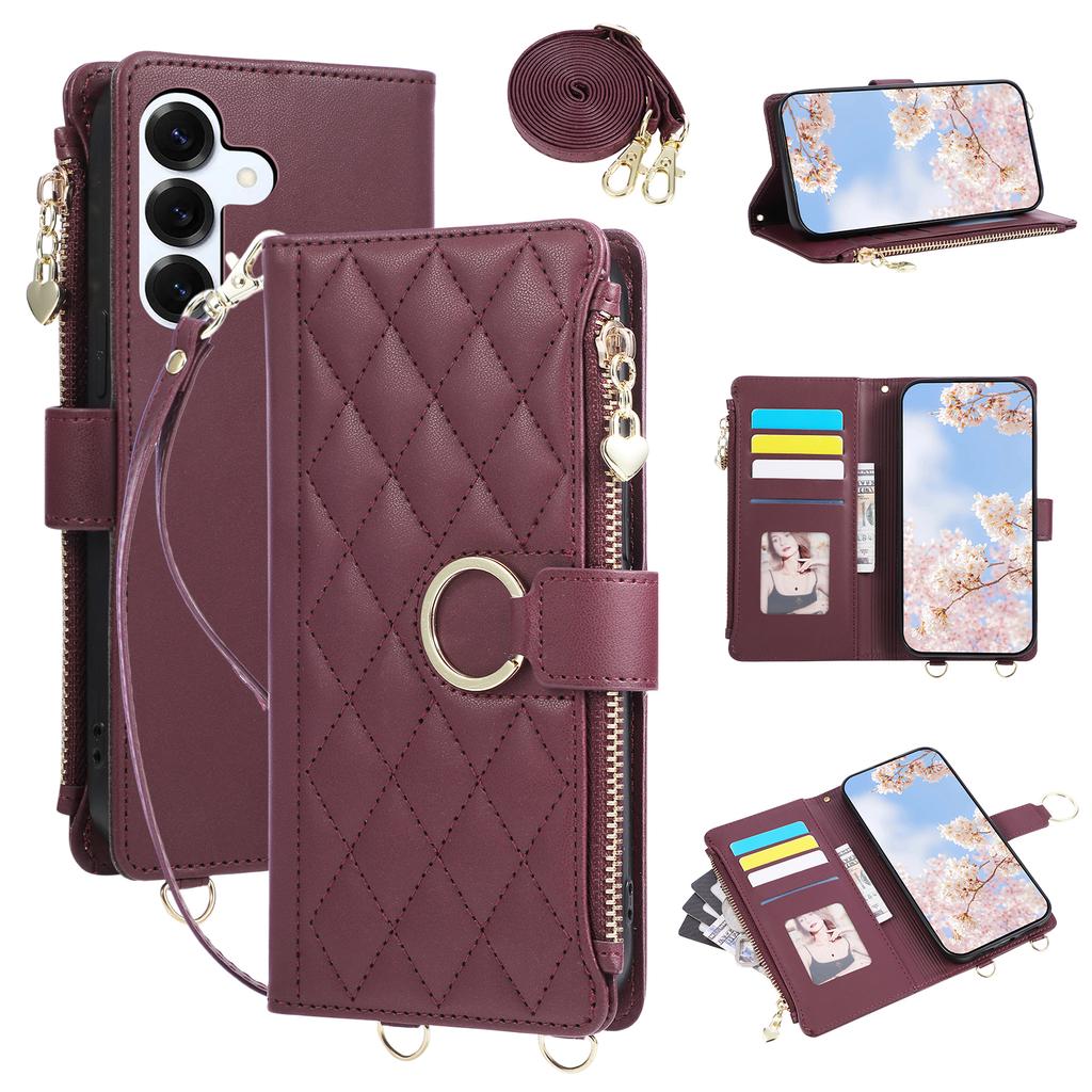 Crossbody Zipper Cards Solt Wallet Flip Leather Case For Samsung Galaxy S26 Ultra S25 S24 Plus S23 S22 A17 A07 A57 A37 Cover