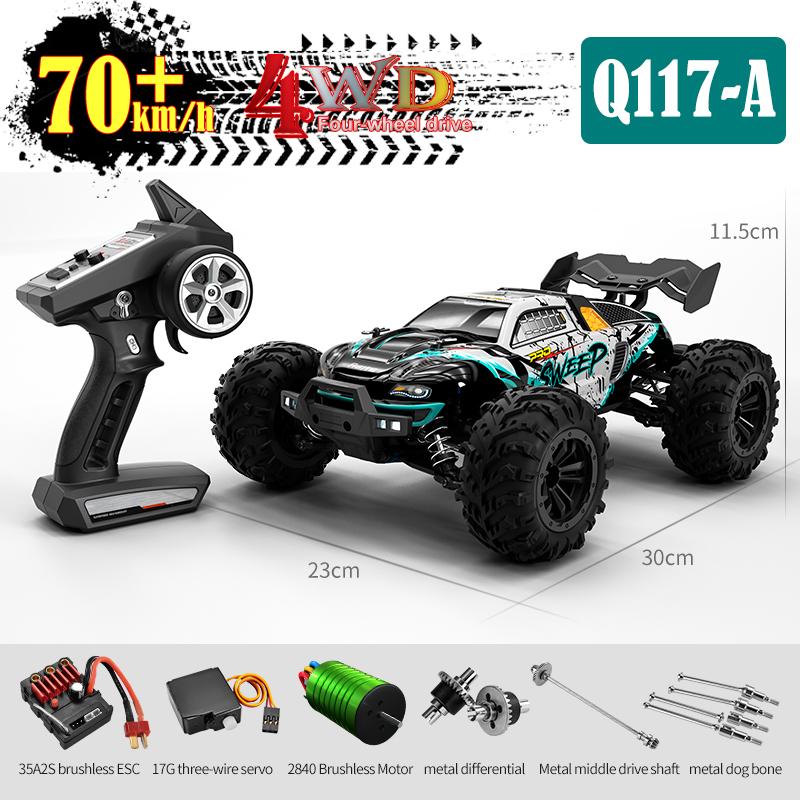 JJRC 1:16 4WD RC Car 70KM/H With Led Lights 2.4G Inductor Remote Control Off-Road Cars High Speed Brushless Motor Children Toys