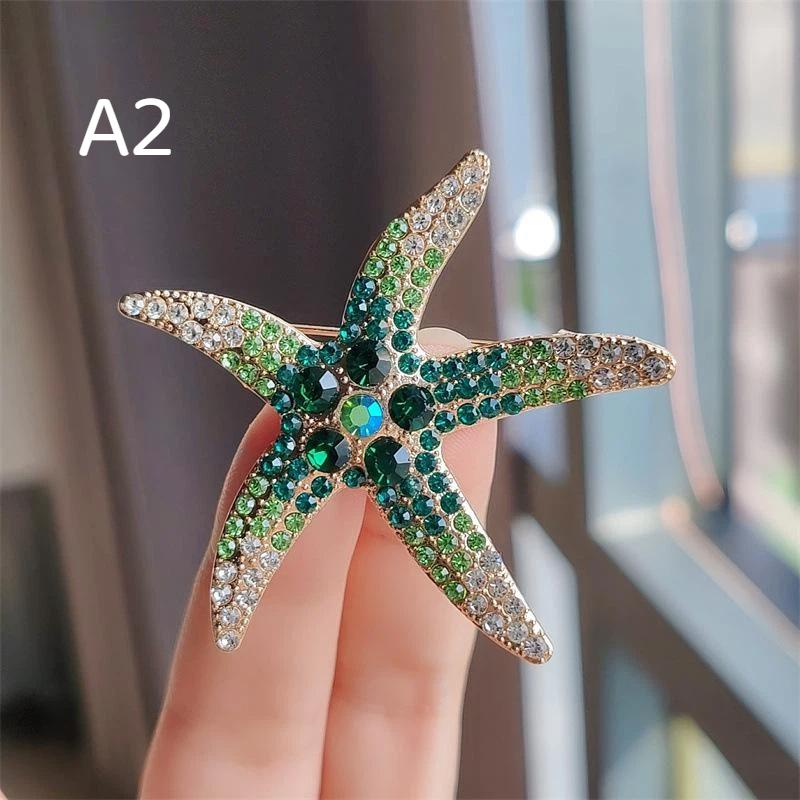 Trendy Multicolor Rhinestone Starfish Brooch 1Pcs Unisex Durable Clothing Pin for Daily Wear Party Anniversary Decoration