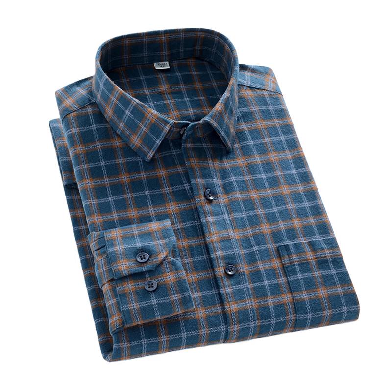 Men's Pure Cotton Brushed Plaid Long-Sleeve Shirt