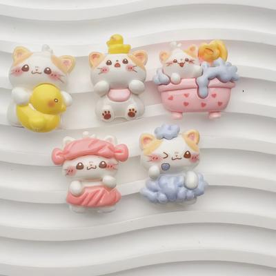 Söt Kattunge Badskum Tecknad Hårnål DIY Harts Tillbehör