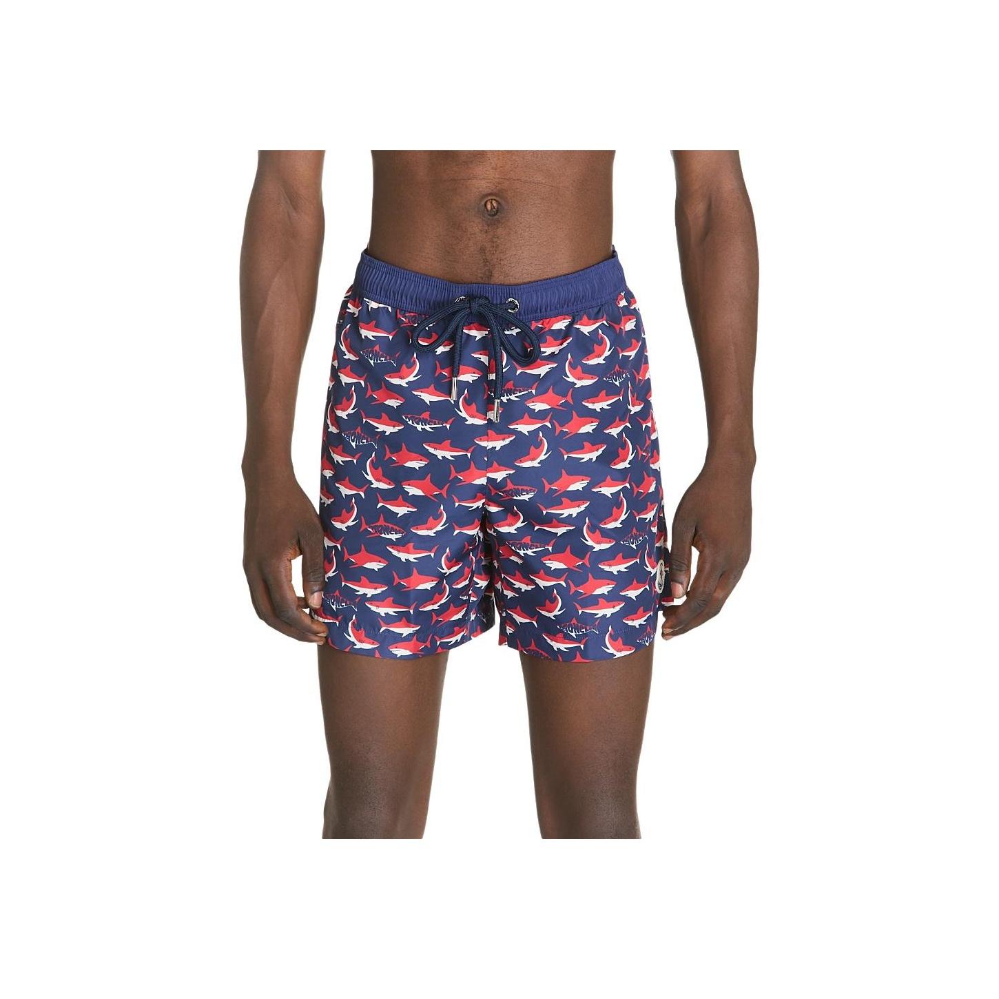 Moncler Shark Print Drawstring Swim Shorts