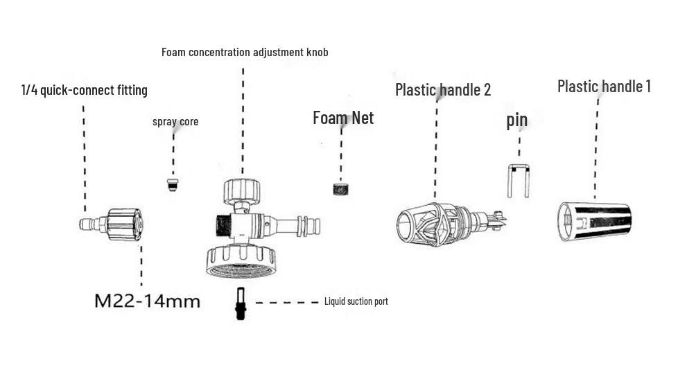 High-Pressure Car Wash Foam Sprayer with Stainless Steel Nozzle and Aluminum Core