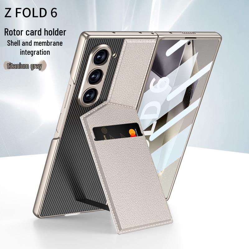 

Samsung Z Fold 6 Card Holder Stand Case - Premium Leather with Film Integrated Protection Fold6