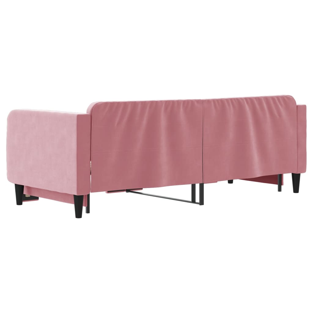 Pull Out Day Bed Pink 90x200 Cm Velvet