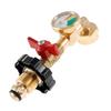 Adapter do tankowania zbiorników propanu 1 funtowy Konwerter z 20 funtów na 1 funt z zaworem manometrycznym Mosiężny kolanko 90 stopni Adapter do tankowania zbiornika propanu do grilla kuchenki kempingowej