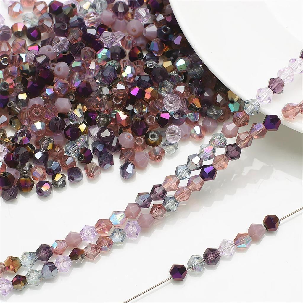 TX20 4mm 200pcs Series Irregular Color Series Faceted Glass Bead Handmade Bicone Beads Making Shiny DIY Bracelet Charm Necklace