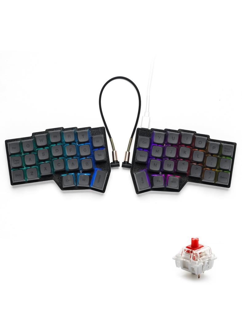 YIVU CORNE V4 Wired Split Mechanical Orthogonal Ergonomics Key Custom RGB Gaming Linear Switches for a Smooth Feel Keyboard, 40% Layout, 36 Support,