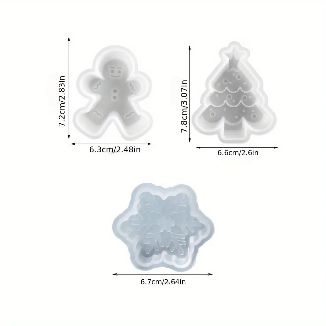

3Pcs/Set Christmas Themed Silicone Molds - Snowmen Snowflakes Elk Tree Shapes for Gypsum Candles Perfect Holiday Gift Ornaments