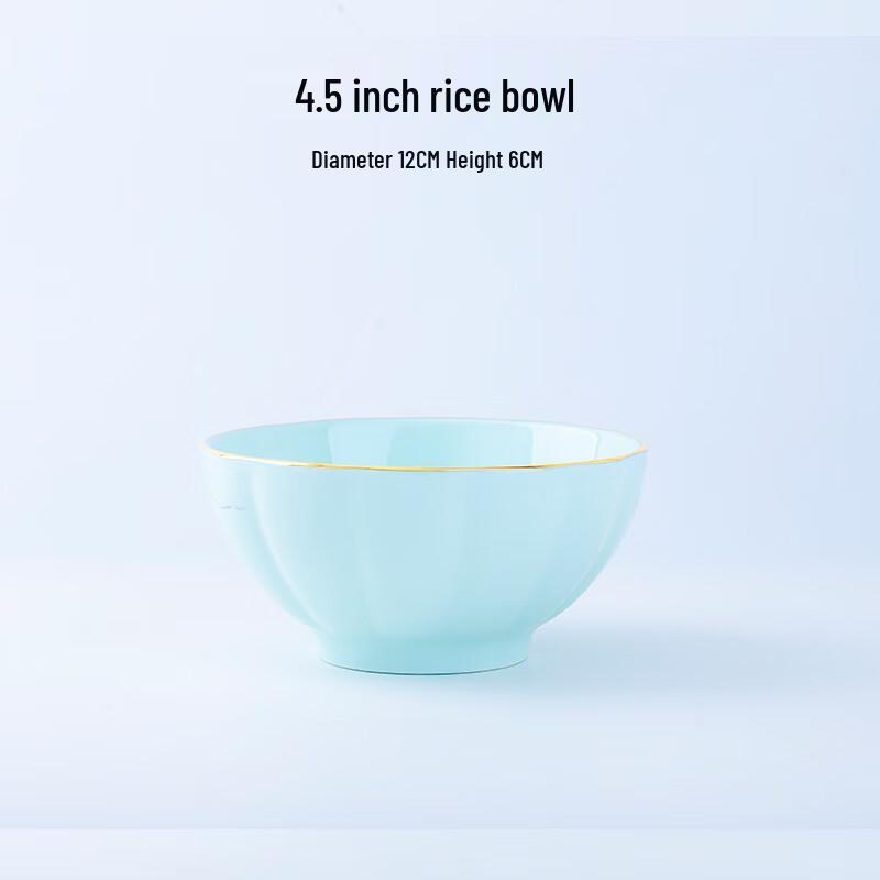 Chinese Style Pumpkin Green Ceramic Rice Bowls