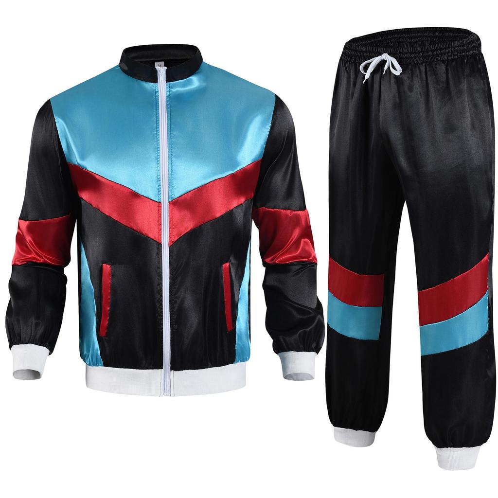 80s Retro Disco Tracksuit: Jacket and Pants Jogging Suit for Theme Parties