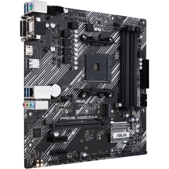 Carte Mère - ASUS - PRIME A520M-A II/CSM - AMD A520 - Emplacement AM4 Micro ATX