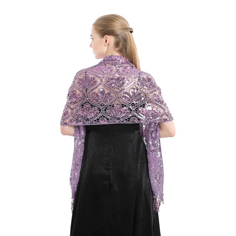 

Elegant European & American Sequin Tassel Evening Shawl for Parties, Brides, and Bridesmaids Фіолетовий