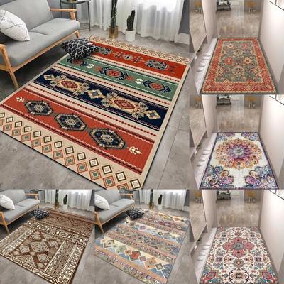 Bohemian Wzór Etniczny Dywan do Salonu Vintage Geometryczny Kwiatowy Mata Podłogowa Antypoślizgowy Dywan Wewnętrzny do Salonu Sypialni