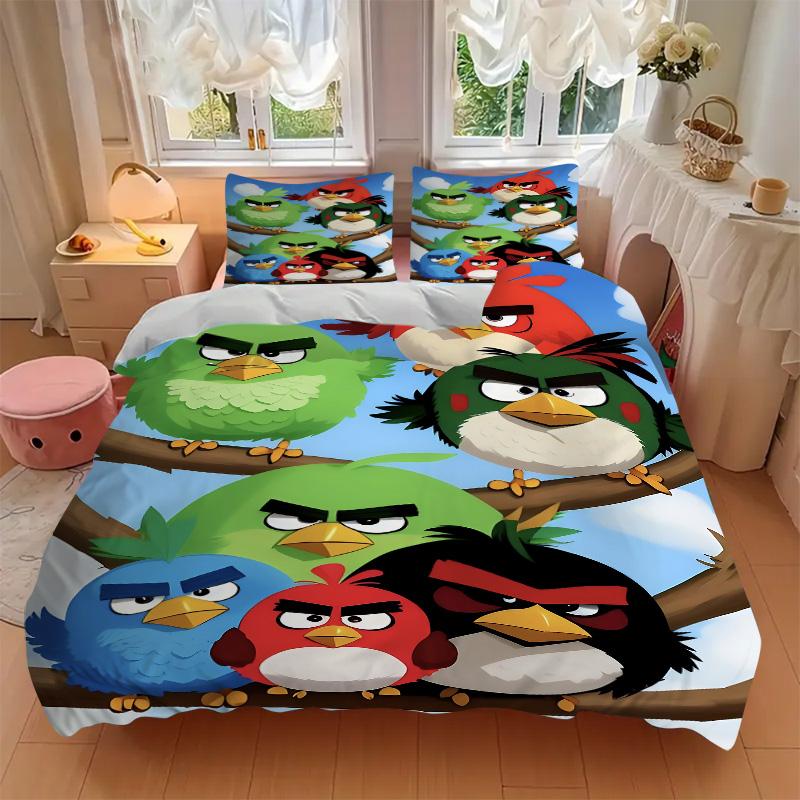 Angry Birds Branches Print 3Pcs Bedding Setduvet Cover With 2 Bedropillowcase Home Birthday Gift