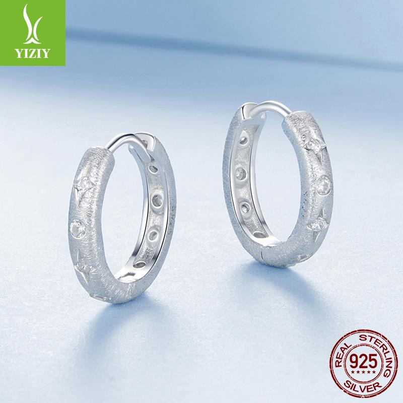 S925 Sterling Silver Earrings Women'S, Personalized High-End Zircon Ring Earrings Jewelry