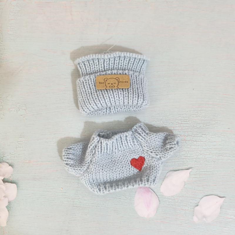 Labubu Pendant & Teddy Bear Hat Set: First Gen & Second Gen Knitted Sweater Blind Box Doll Outfit